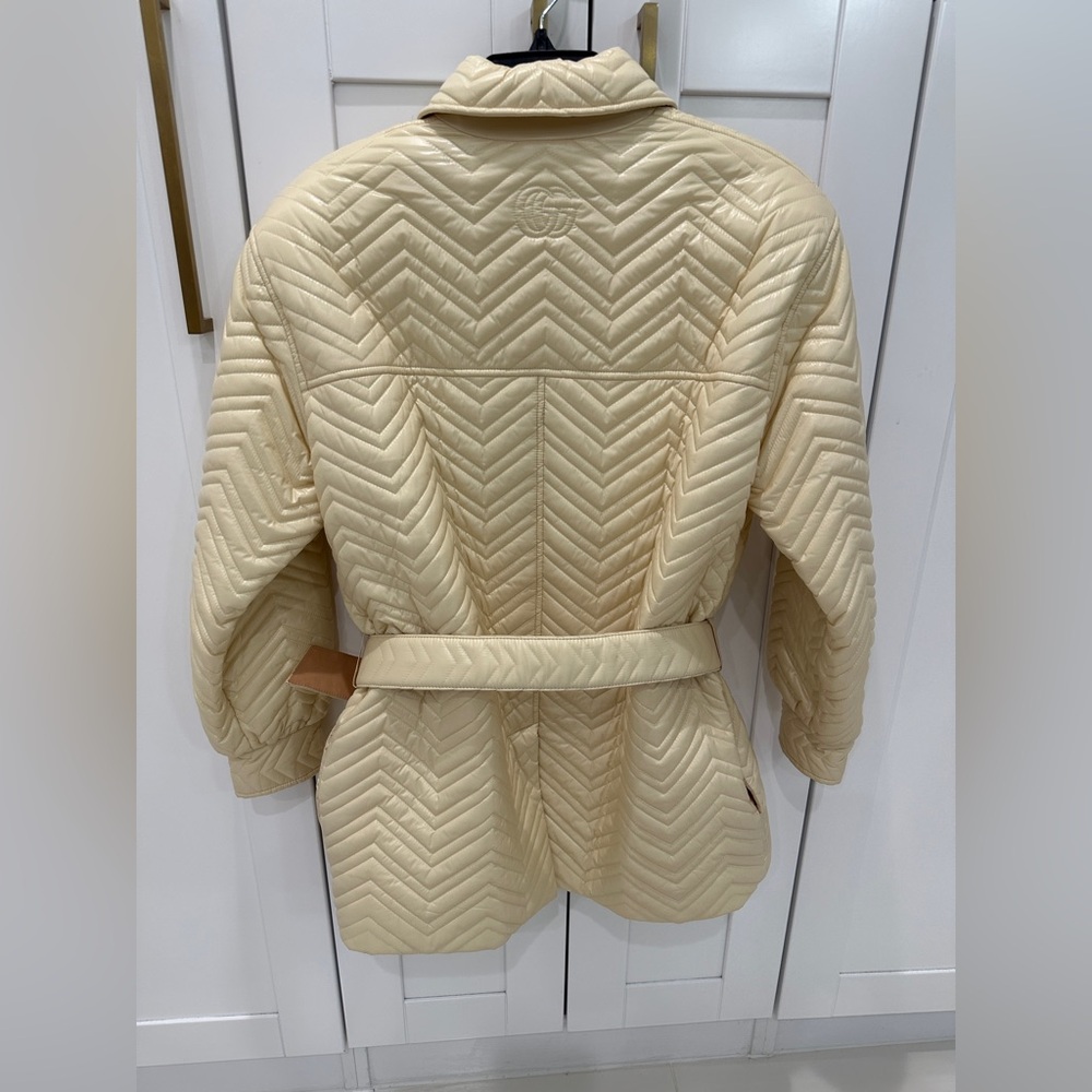 Gucci Chevron Marmont Quilted Belted Jacket - Picture 4 of 9